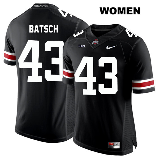 Ohio State Buckeyes Women's Ryan Batsch #43 White Number Black Authentic Nike College NCAA Stitched Football Jersey RH19I62VA